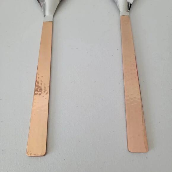 Handcrafted Copper & Stainless Steel Serving Spoon and Fork Set of 2 Indian - Picture 6 of 7